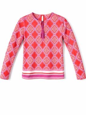 Cabana Life Girls Rashguard Swim Top Size 10 UPF 50 Pink Orange